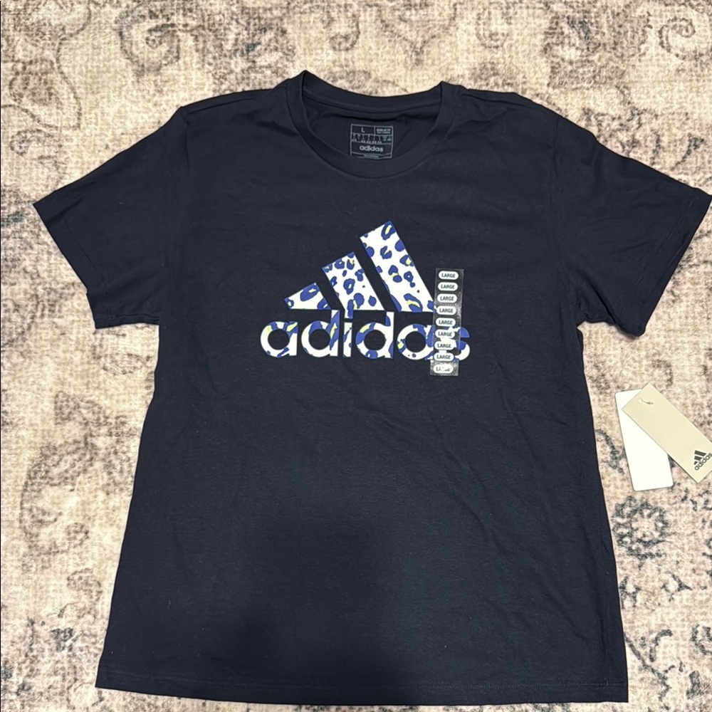 Adidas Black Tee with Iconic Logo and Short Sleeves